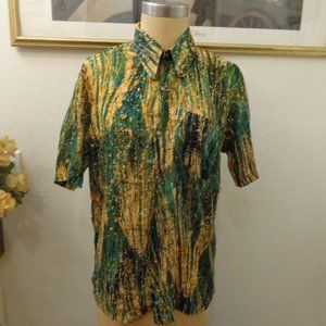 Men's Kapal Lajar Vintage Psychedelic Print Short Sleeve Button Down Shirt